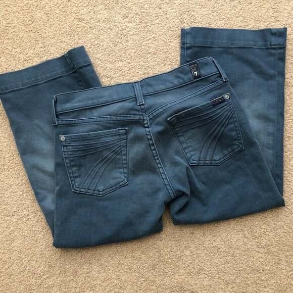 7 For All Mankind Denim - 7 For All Mankind Pale Blue Crop Dojo Jeans